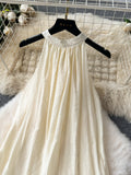 Ivory Lace Floral Halter Summer Dress