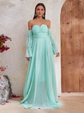 Fantasy Serenade Off-Shoulder Green Maxi Dress