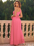 Chiffon Blush One-Shoulder Dress