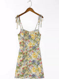 Sunlit Meadow Floral Tie-Strap Dress