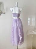 Asymmetric Ruffled Skirt Lilac Strappy Dress