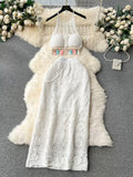 Coastal Breeze Bohemian Crochet Maxi Dress