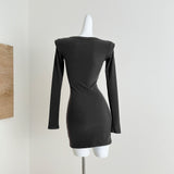 Sleek Black Long Sleeve Bodycon Mini Dress