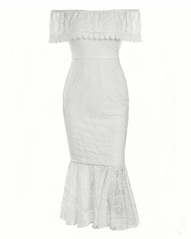 Lace Hollowed Out Bodycon White Dress