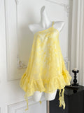 Sunny Yellow One Shoulder Floral Ruffled Dress