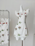 Adorable White Floral Embroidered Off Shoulder Dress