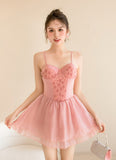 Pink Sexy Sling Push-Up Swimsuit Dress