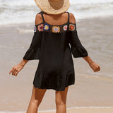 Floral Enchantment Backless Mini Beach Dress