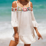 Floral Enchantment Backless Mini Beach Dress