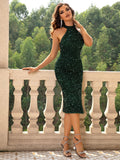 Emerald Sequin Majesty Evening Dress