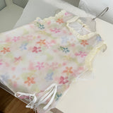 Pastel Floral Print Sleeveless Top & Skirt Set