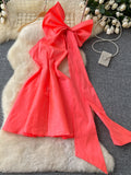 Dramatic Bow Stunning One-Shoulder Coral Dress