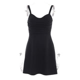 Black Mini Solid A-line Dress