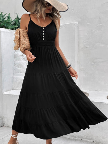 Classic Black Tiered Maxi Dress