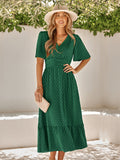 Flutter Sleeves V-Neck Cream Dress