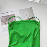 Elegant Green Ruched Bodice Halter Maxi Dress