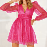 Whimsical Lavender Glitter Tulle Party Dress