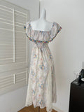 Flared Sleeves Off  Shoulder Floral Lace Dress