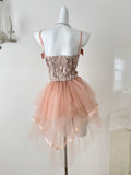 Tulle Skirt Lace Pink Corset Mini Dress