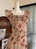 Ruffled Short Mini Floral Print Dress