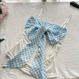 Chic Blue & White A Line Bow Front Skirt Set