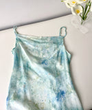 Watercolor-Inspired Green Chiffon Summer Dress