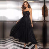 Green Tulle Sequin Mesh Cami Dress