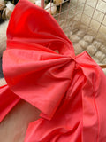 Dramatic Bow Stunning One-Shoulder Coral Dress