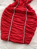 Stunning Beading Red Ruched Mini Dress