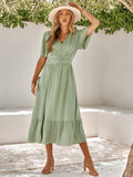 Flutter Sleeves V-Neck Cream Dress