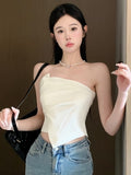 Chic Cream Asymmetrical Top
