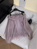 Rose Appliqués Flowy Silhouette Lilac Strapless Dress