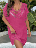 Short Sleeve Crochet Swimwear Cover-Up
