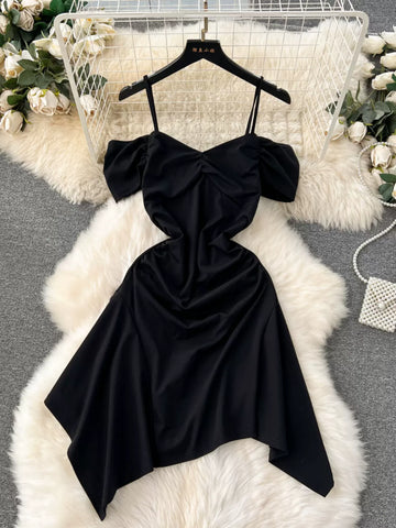 Black Opulent Midnight Satin Dress