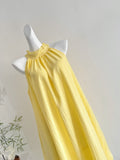 Sunny Yellow Halter Neck Asymmetric Tunic Dress