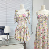 Darling Sweet Bow-Tied Straps Floral Dress
