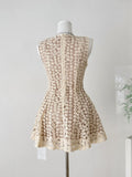 Fit & Flare Beige Floral Lace Dress