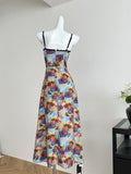 Spaghetti Strap Floral Print Midi Dress