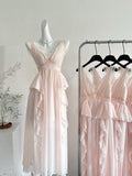 Ruffled Lace Pink Maxi Dress