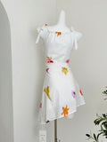 Tie Straps Chic Summer Style White Floral Dress
