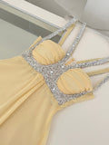 Silver Sequin Embellishments Yellow Mini Dress