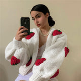 New Sweater Cardigan Strawberry Retro Style Knitted Sweater