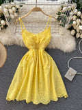 Lace Bright Yellow Eyelet Dress