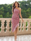 Pink Prism Sequin Fringe Elegance Dress