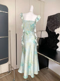 Elegant Design Ruffle Dazzling Green Maxi Dress
