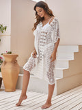 Whimsical Scalloped Lace Sheer Cover-Up Dress