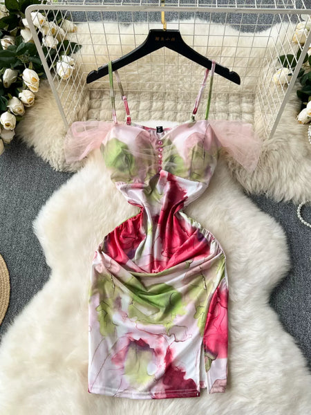 Vibrant Floral Print Mini Dress