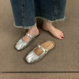 Silver Half Flat Sandals Women's Summer Mules Sandals