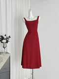 Beautiful Red Sleeveless Mid-Calf Dress