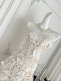 Exquisite White Floral Lace Strapless Mini Dress